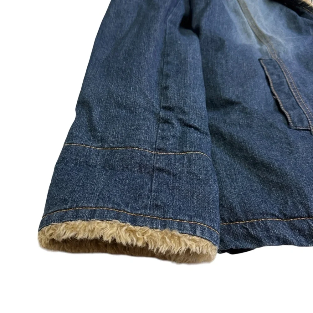 Abercrombie and Fitch Denim Barn Jacket Coat Size Large Sherpa Lined Pockets NEW - Picture 8 of 12